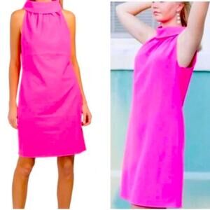 STS Sail To Stable Hot Pink Button Back Sleeveless Hydra Cowl Neck Dress Sz M